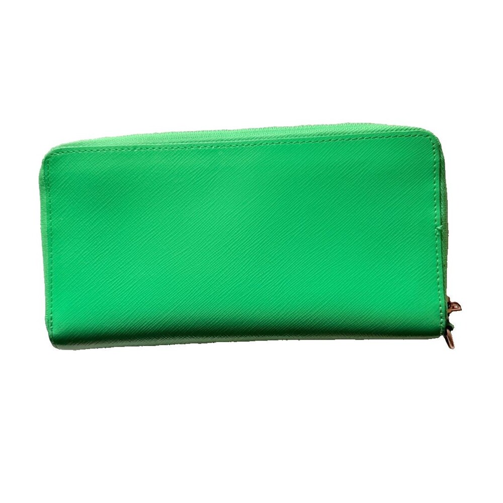 Nordstrom Green Leather Zip Around Wallet Tan Interior Phone Wallet